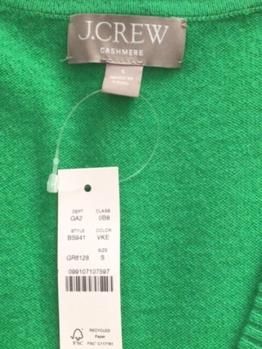 J Crew Cashmere V-neck Vest Kelly Green Sz S - Picture 2 of 4